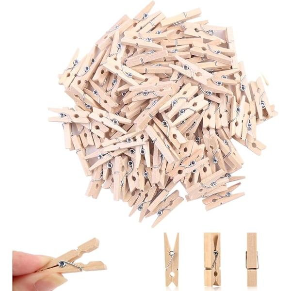 100PCS Wooden Clips, 30mm Mini Decorative Clothespins, Natural Wood Clips for Photos, Postcards, Letters