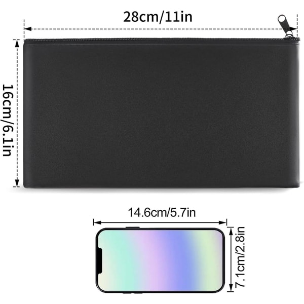 Lynlåsposer til kontanter, pengepose, kontantpose, bankpose, 27,9 x 15,5 cm, 2-pak
