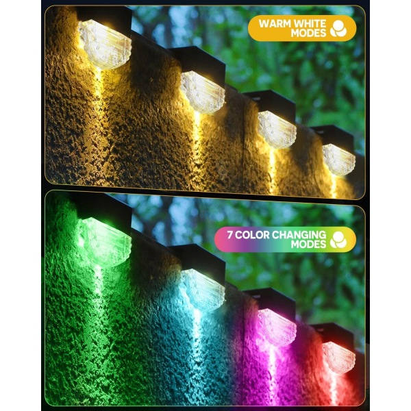 Solcellslampor utomhus, solcellsstaketlampa, IP65 solcellslampor, automatisk på/av, utomhusstaket solcellslampor varmvit/färg - 6-pack