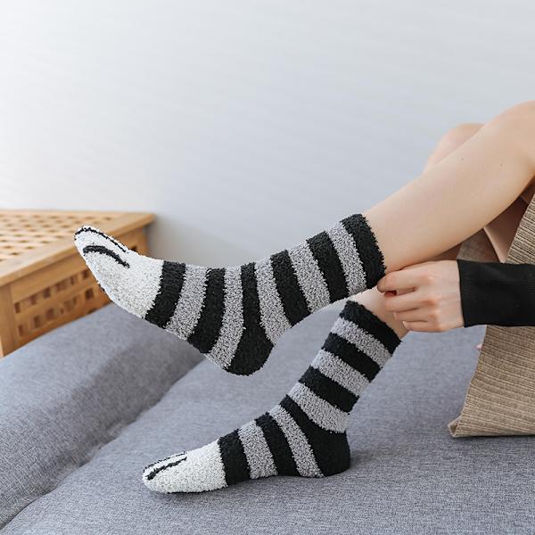Fluffy katt-sokker med kattepote-design, 6 par