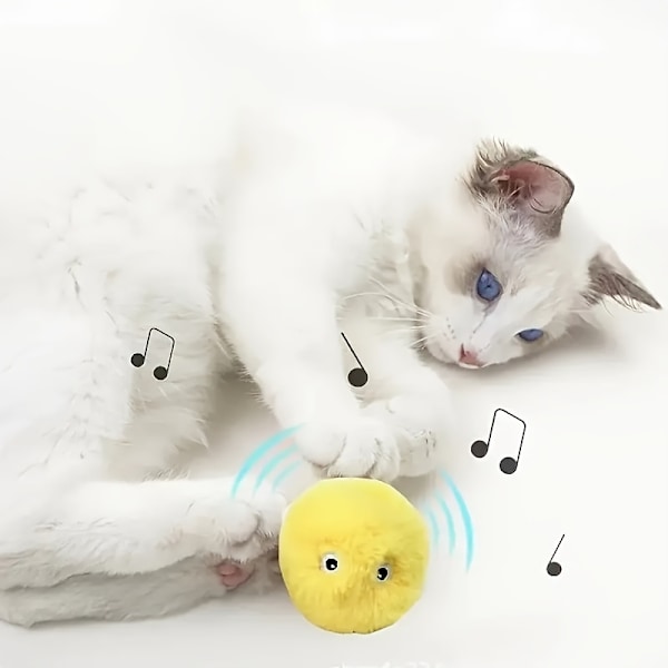 Pipande boll interaktiv katt plysch leksak - pipande ljud träningsleksak för katter