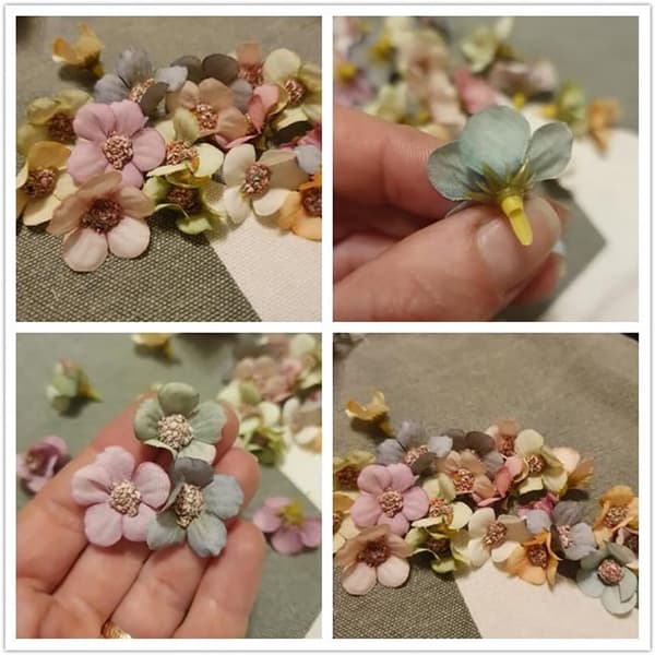 ING 100 Stykker - Kunstige Blomster - Mini Dekorative Blomster - Til DIY Bryllupsdekorationer