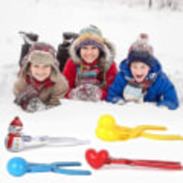 4-pack snöbollskastare, vinterleksak för snöbollsmaskin, snöbollspress, snöbollskastare hjärtformade snöbollar, perfekta utomhusleksaker för barn