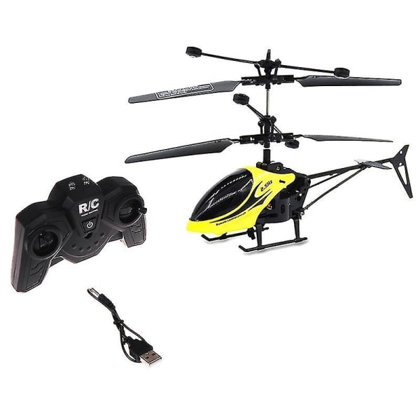USB-ladet RC Helikopter med Lys, Mini RC Drone med Gyro, Krasjsikker RC Leke for Gutter, Barnegave Gul