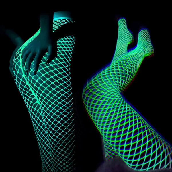 Luminous Glowing Fishnet Strumpbyxor Lysande I Mörkret Fishnet Strumpbyxor Cyan ONESIZE