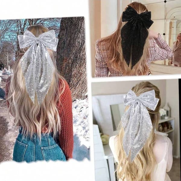 ING Hårklämma - Glittrande rosett - Prinsesshåraccessoar - Håraccessoar för flickor - Två stycken