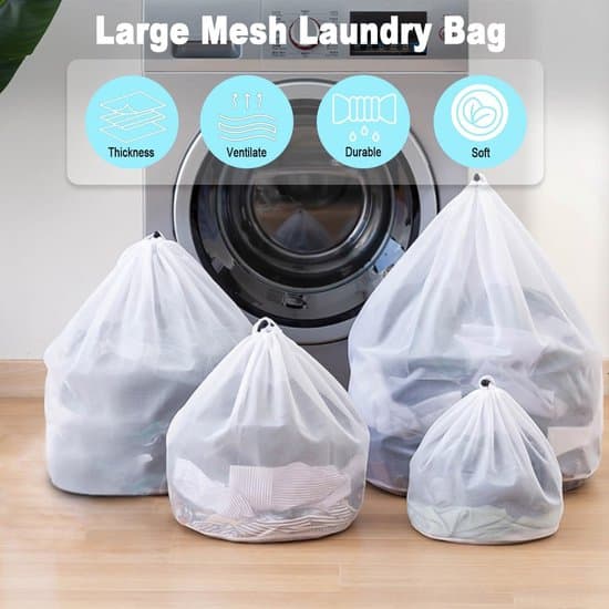 ING Mesh tvättväskor med justerbara axelremmar – robusta tvättväskor i nylon – med dragsko – 4-pack