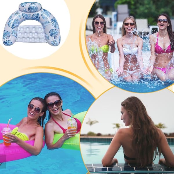 Oppustelig flydende stol - Til voksne, U-formet, med kopholder, til pool, strand, flod, fest