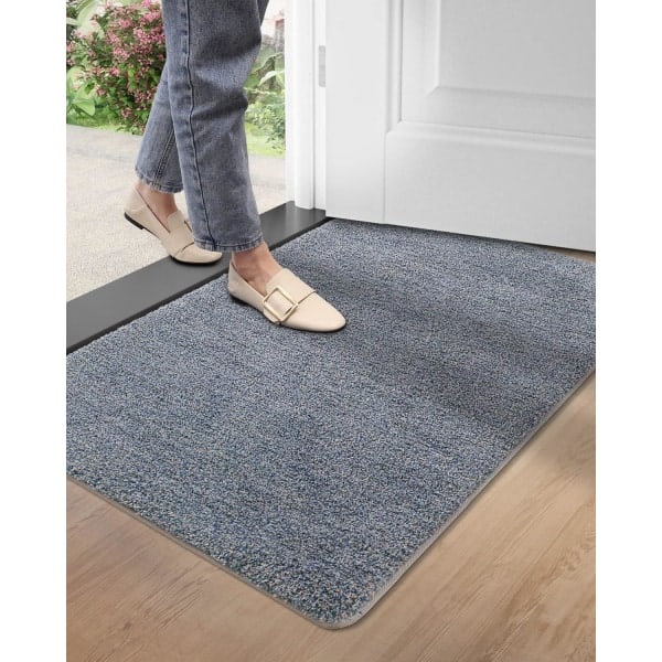 Inomhusdörrmatta, Halksäker Dörrmatta, Maskintvättbar, Ultraabsorberande och Resistent Dörrmatta för Inomhus eller Utomhusbruk - 60 x 90 cm, Grå