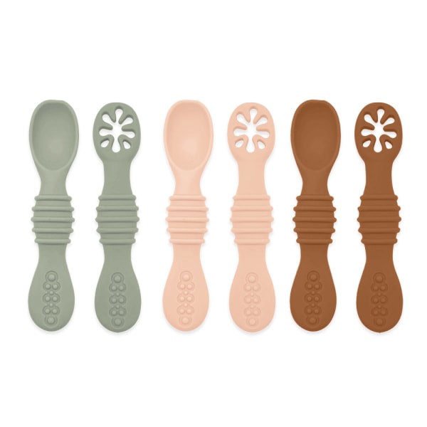 3 sets of baby silicone rice pasta spoons, soft-topped spoons CDQ