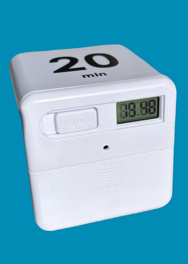 ING Cube Timer til Tidsstyring og Køkkenur, Træningsur, Roterende Digital Timer, Workshops, Pomodori (15-20-30-60 minutter)