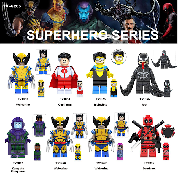 8 stk Marvel Superhelte Serie Figurer Byggeklodser Minifigurer Legesæt Legetøj 8 stk