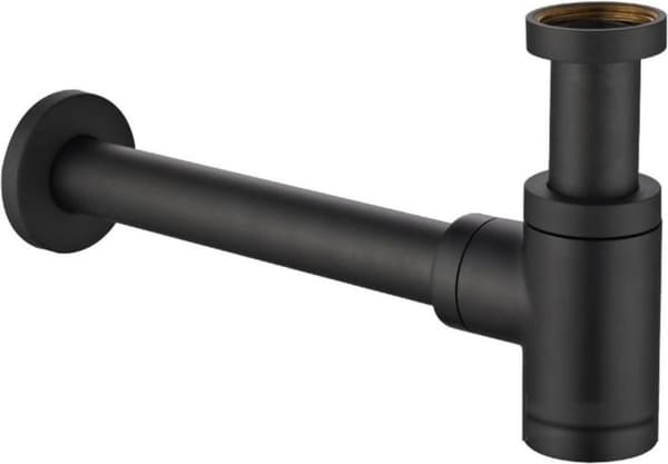 Design vannlås Evolution 1¼\" matt svart med veggfeste