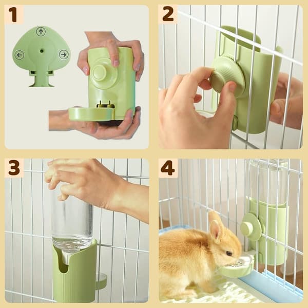 ING Vattenflaska för smådjur - Automatisk vattendispenser - Hamstervattenflaska - 600ml vattendispenser - (Blå)