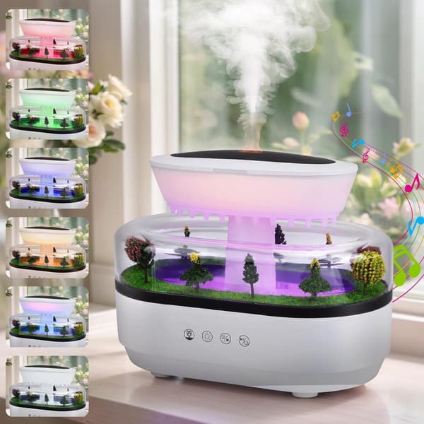 Regen luftfugter - Aroma diffuser - Afslappende atmosfære - 7 farver LED - 250 ml - Hvid