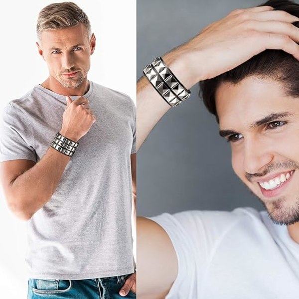 3 stk. Læder Rivet Punk Armbånd Til Mænd Kvinder 80'er Rivet Armbånd Goth Punk Armbånd Rivet Armbånd Til Halloween Festgaver Tilbehør