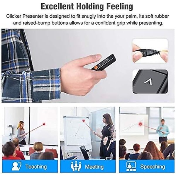 Ppt Remote Presentation Presenter Laptop Clicker Pointer Slide Advancer med Hyperlink Volymkontroll Svart1pc)