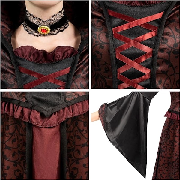 Spooktacular Creations Kuninkaallinen Vampyyriasu Tytöille, Halloween-juhliin, Roolipeliin, Karnevaaliin, Cosplay-vampyyriteemajuhliin 140CM