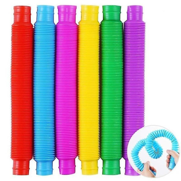 6 stk. Fidget Pop Tube Stræk Rør Legetøj