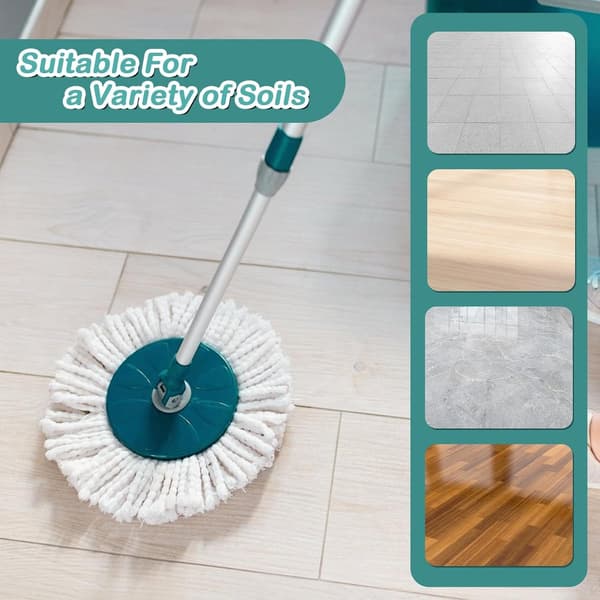 2-delt gulvvasker erstatningstrekk, moppe erstatningshode egnet for Leifheit Clean Twist Disc Mop Systèmes, moppehode, erstatningsmikrofiber