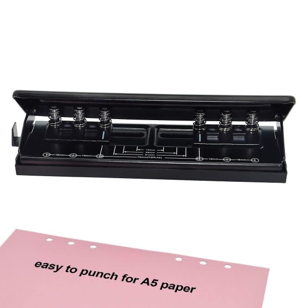 Adjustable 6-Hole Punch with Positioning Mark, Day Paper Punch for A5 Size Six Ring Binder Planner - Refill Pages