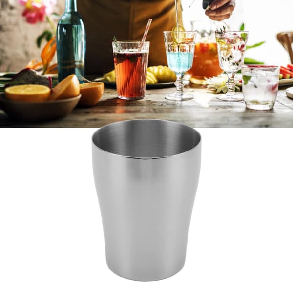 Stabelbart koppsett i rustfritt stål (3 deler), 175 ml liten størrelse, egnet for camping, reise og hjemmebruk, sølv.