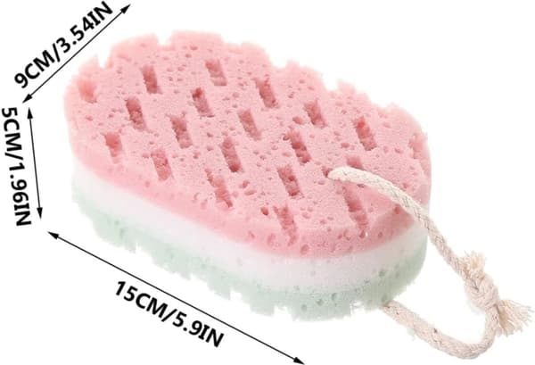 Badesvampesett, 4 deler, 15×9×5cm, eksfolierende og masserende, flere farger.