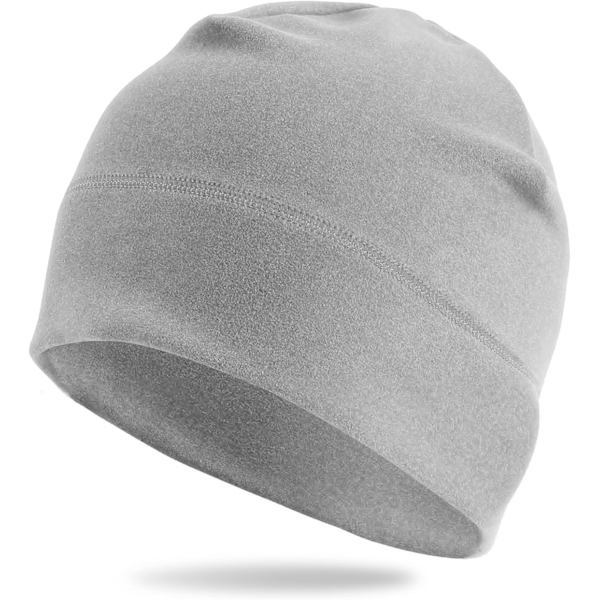 Grå Vinter Termisk Løbehue, Fleece Hætte, Vindtæt Hjelmforing, Åndbar Cykelhue til Mænd & Kvinder, 56-61cm Gray