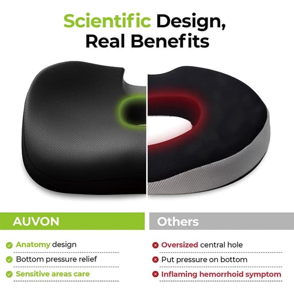 Ortopedisk setepute - Ergonomisk hemoroidepute med perforert design for kontor og bil