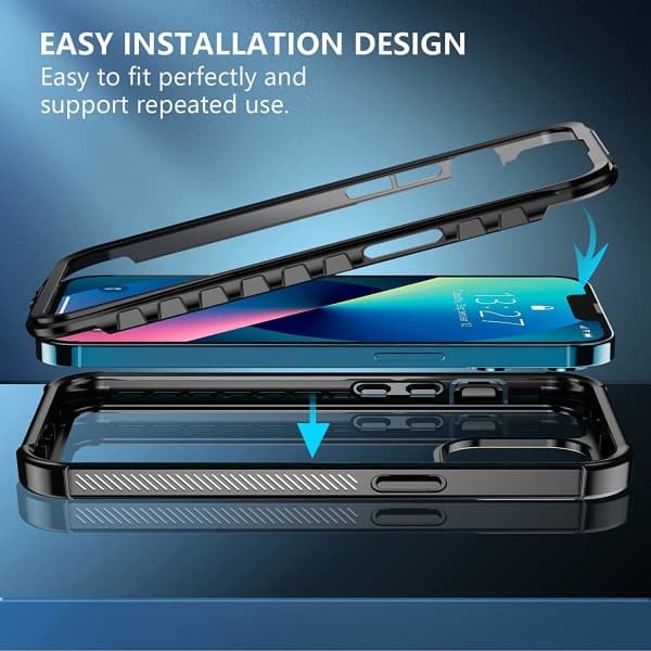 C4U® Shockproof Defence - iPhone 13 - Stødsikker etui 3i1 Sort iPhone 13
