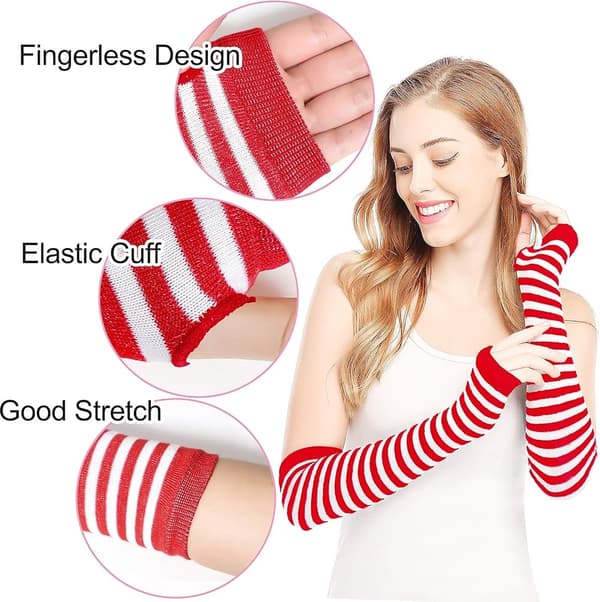 ING Arm sleeves + damestrømper - stribede knæstrømper (røde og hvide striber)