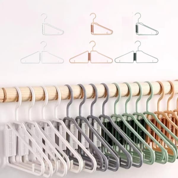 Resefällbara klädhängare, 8-pack, plast, grön