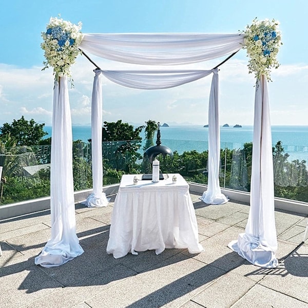 Bryllupsgardin hvit bryllupsbue draperingsstoff tyllstoff, chi