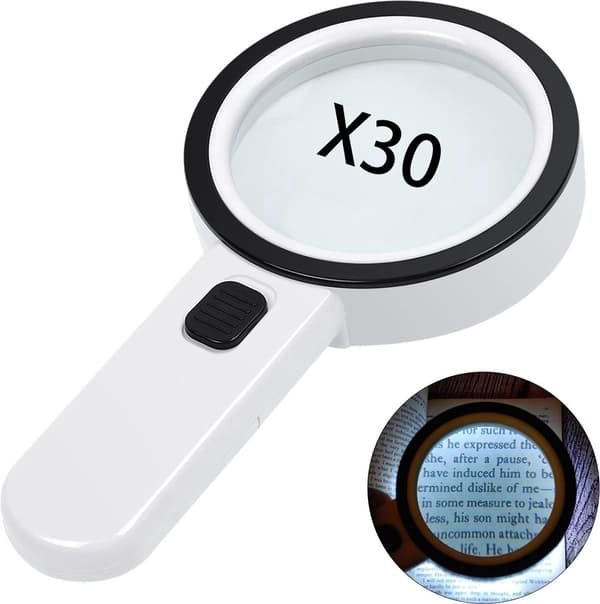 30x Högoptisk Förstoringsglas - 12 LED Förstoringsglas