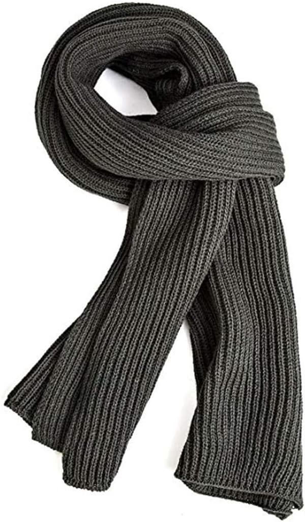 Stickad Vinterhalsduk 185×30 cm Unisex Varm Julklapp Höst Jul, grå