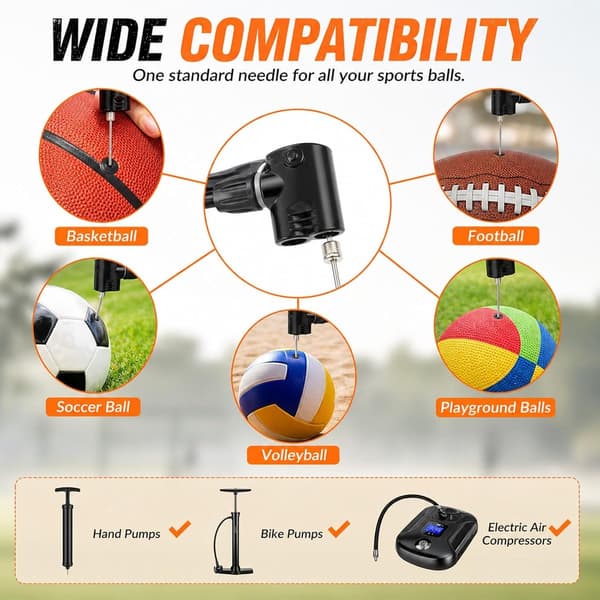 12 Universal Boldpumpenåle - Rustfrit Stål - Til Fodbold, Basketball & Volleyball - Ventilenåle - Reservedele