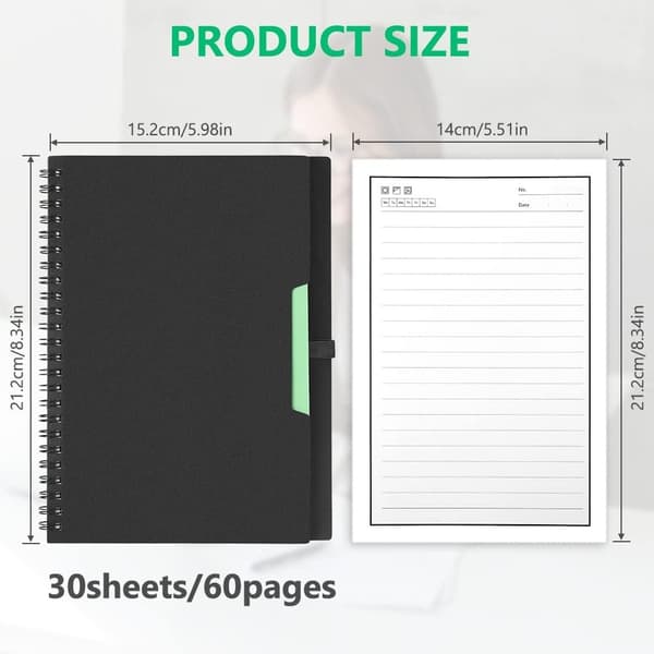 Smart Notesbog - Genanvendelig A5 notesbog med Frixion pen og sticky notes til hurtige noter