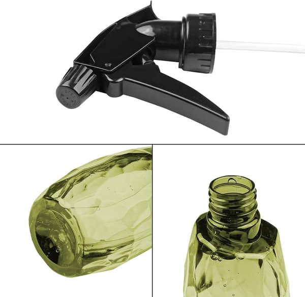 3-pack påfyllningsbara sprayflaskor 600 ml - tom atomizer med justerbart sprayhuvud - växtspruta - oliv *1 + ljusgul *2
