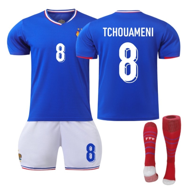 2024-2025 Säsong UEFA Frankrike Nr.8 Jersey Set NO.8 Chuameni s(160-165cm)