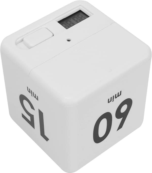 Kubtimer för tidshantering och kökstimer, träningstimer, roterande digital timer, workshops, Pomodori (15-20-30-60 minuter)