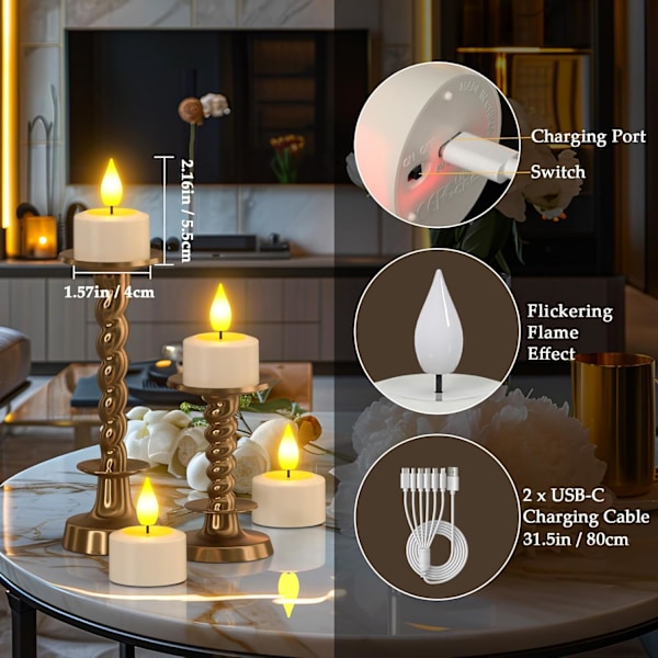 12 kpl Lataamattomia LED-Kynttilöitä ilman Liekkiä, Kaukosäätimellä ja Ajastimella Koti Sisustukseen