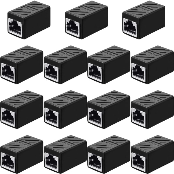 15 stk RJ45-kontakt Ethernet-forlengelsesadapter Nettverkskontakt for Cat7/Cat6/Cat5e/Cat5 Ethernet-kabelkontakt Hunn til Hunn