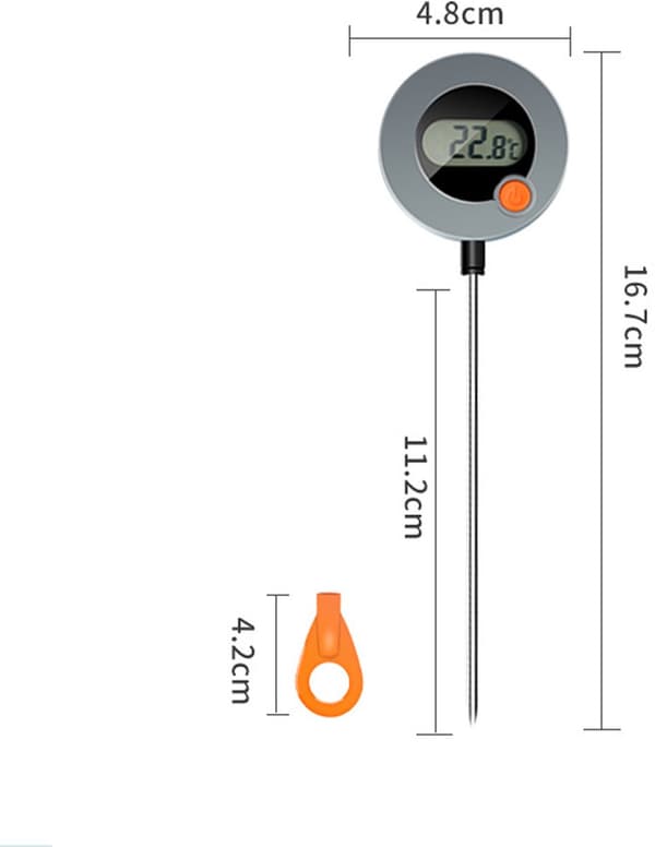 ING Mattermometer - Kjøkkentermometer - Steketermometer - Rustfritt stål - Maksimal temperatur opptil 250 grader Celsius