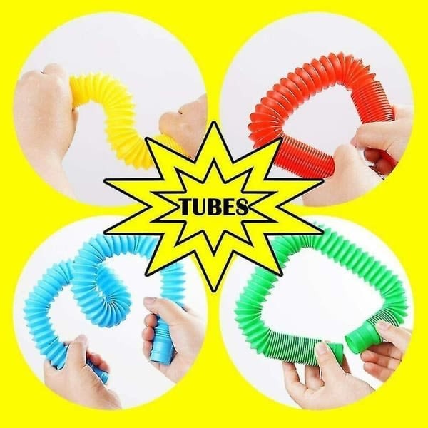 6 stk. Fidget Pop Tube Stræk Rør Legetøj