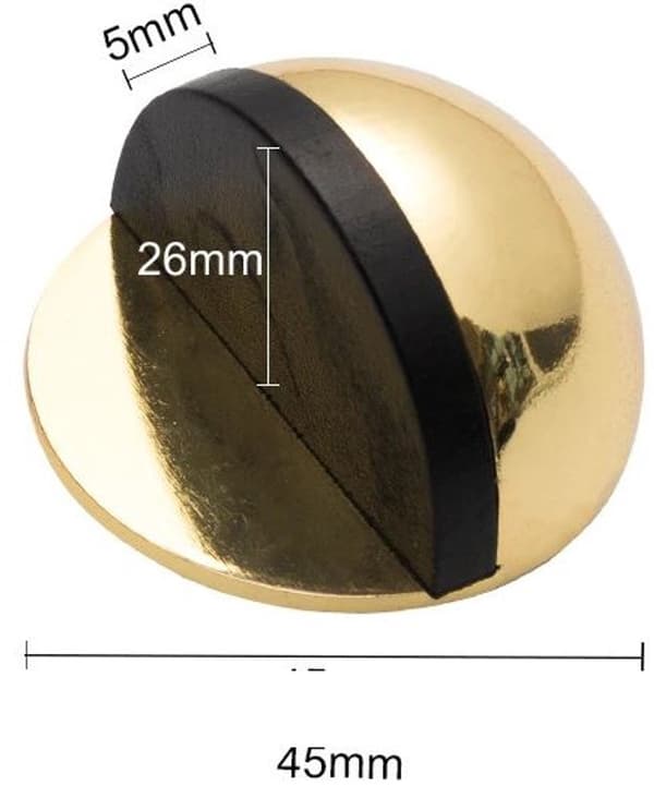 Selvklæbende dørstopper sæt i rustfrit stål (8 stk.), gummipolstring, ingen boring påkrævet, 45 mm diameter, sort.
