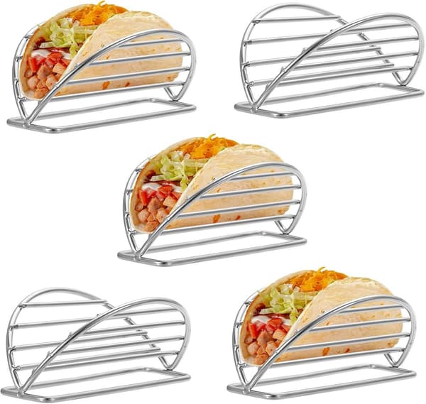 Tårnsett i rustfritt stål, 5 deler tilgjengelig, displaystativ for burrito og tortilla.
