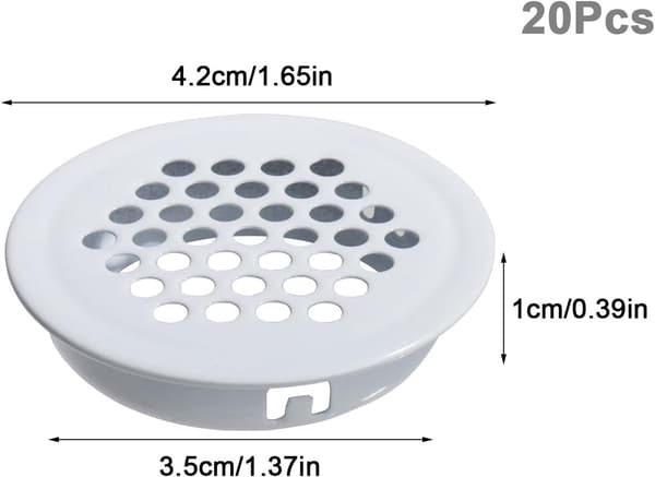 20 stk. Ventilationsrist, runde luftriste, luftriste, rustfri stål luftriste, Rund ventilationsrist, 35mm, Ventilationshuller