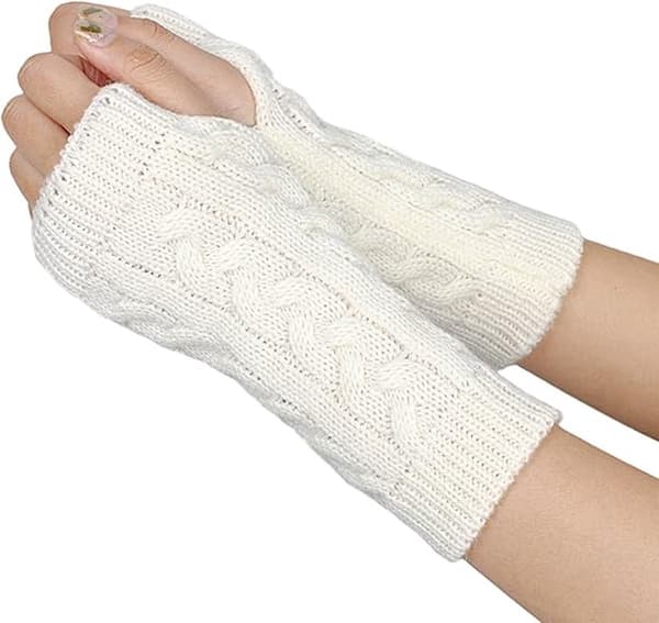 Fingerløse handsker til kvinder - hvide armbånd