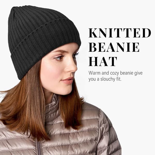Stickad Vintermössa, Termisk Tjock Polarfleece Snöskalle för Män och Kvinnor Black+Light Gray