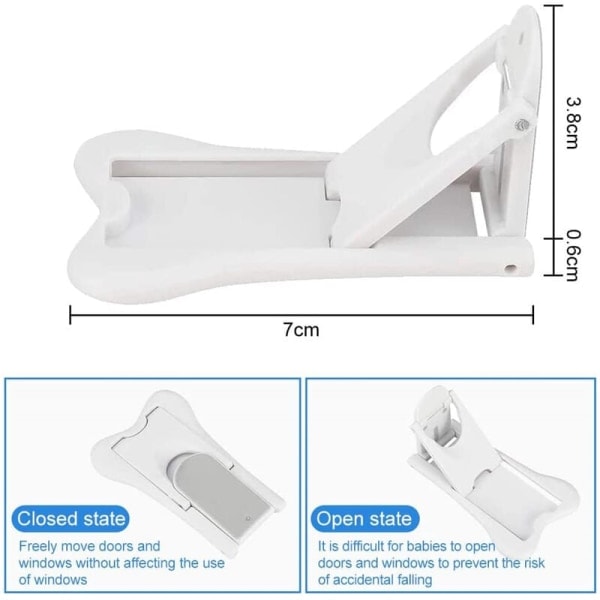 2-osainen liukuovilukko - Itsekiinnittyvä vauvan turvalukko - Lapsille turvallinen ikkuna- ja ovilukko